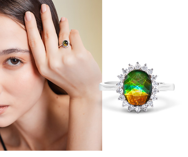 Cincin Koktail Ammolite Klasik jyprx