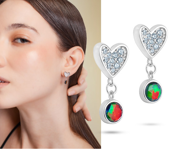 Diem Heart Ammolite Drop Earrings